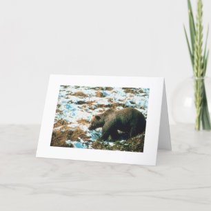 Carte de Noël personnalisable Ours Grizzly hiver