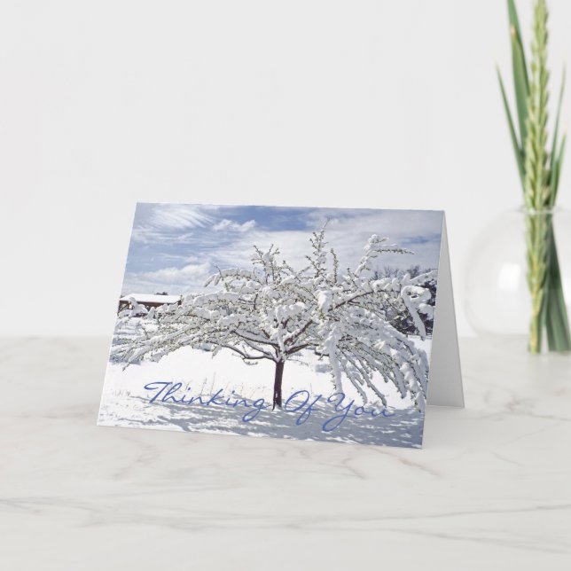 carte de Noël personnalisable/Pensée de vous/snow- (Devant)