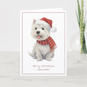 Carte de Noël personnalisable pour Westie Cheeky D