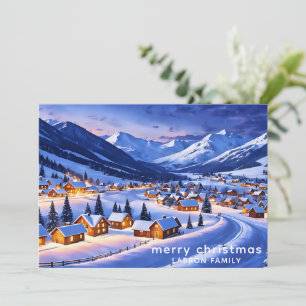 Carte de Noël personnalisable, Snowy Nordic Villag