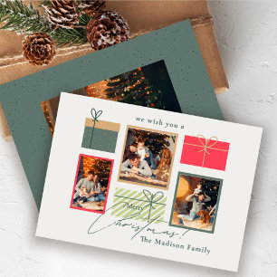 Carte de Noël personnalisée 4 photos Moderne Rou