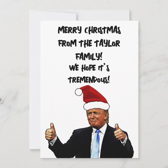 Carte de Noël personnalisée à plat de DONALD TRUMP (Devant)