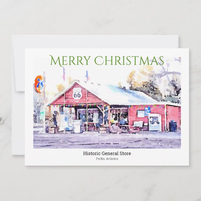 Carte de Noël personnalisée Aquarelle Route 66 (Devant)