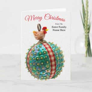 Carte de Noël personnalisée au poulet de campagne