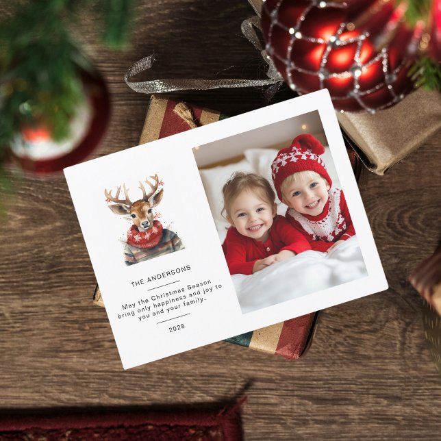 Carte de Noël personnalisée aux cerfs avec photo (Créateur téléchargé)
