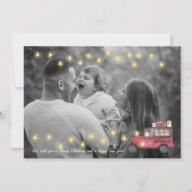 Carte de Noël personnalisée avec la voiture Père N (Devant)