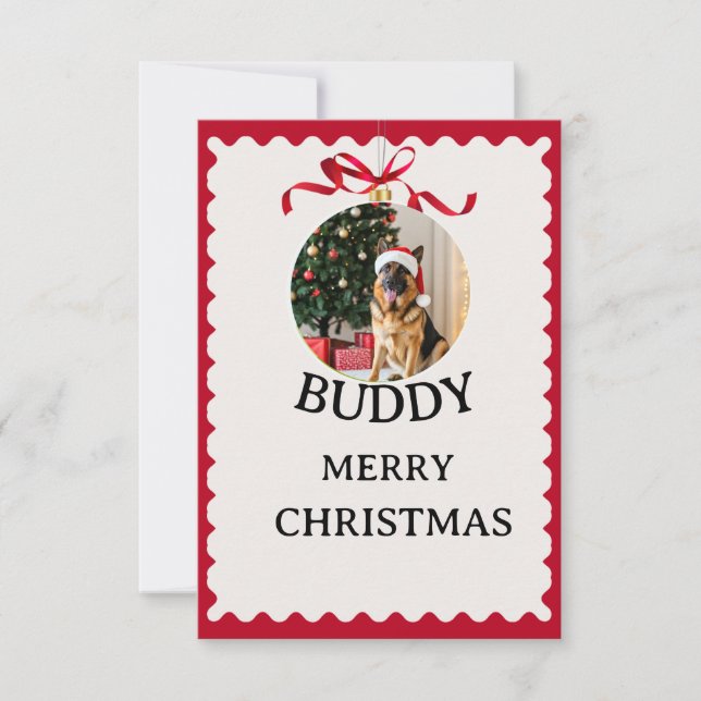 Carte de Noël personnalisée avec photo de chien (Devant)