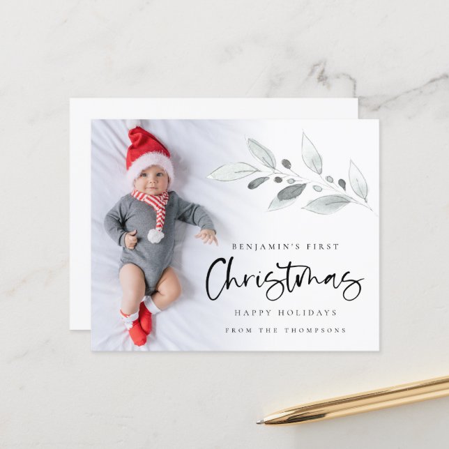 Carte de Noël personnalisée avec photo pour bébé,  (Devant/Arrière en situation)