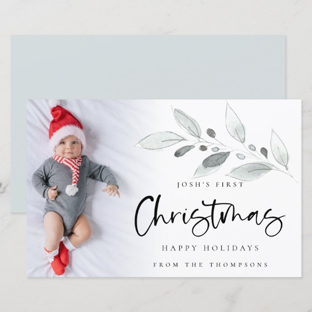 Carte de Noël personnalisée avec photo pour bébé,  (Devant / Derrière)
