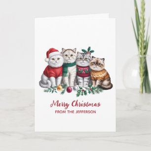 Carte de Noël personnalisée avec un chat mignon