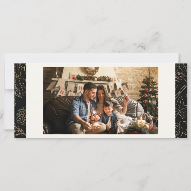 Carte de Noël personnalisée Black & Gold (Devant)