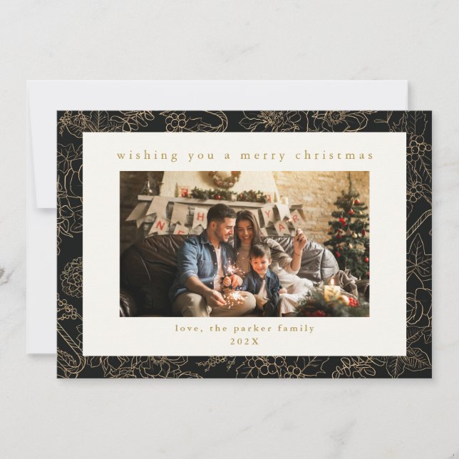 Carte de Noël personnalisée Black & Gold (Devant)