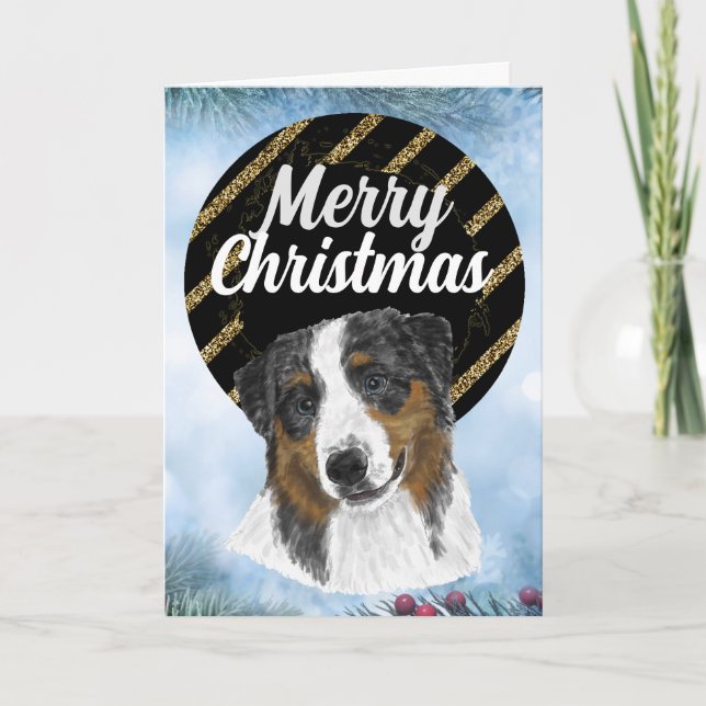 Carte de Noël personnalisée de Australian Shepherd (Devant)