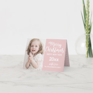 Carte de Noël personnalisée de la famille rose 201