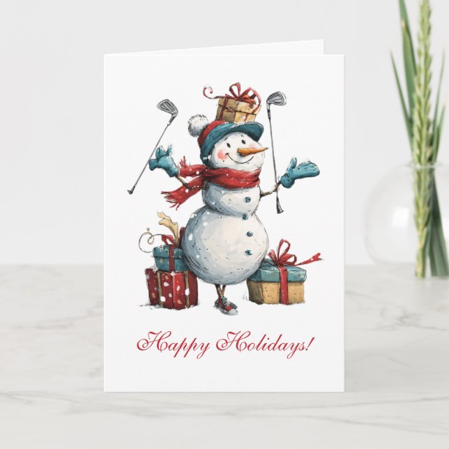 Carte de Noël personnalisée de l'amoureux du golf (Devant)