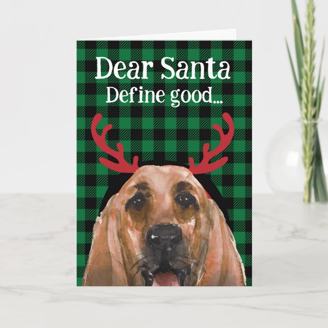 Carte de Noël personnalisée de votre Bloodhound (Devant)