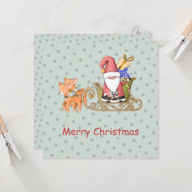 Carte de Noël personnalisée du Père Noël Reindeer  (Devant/Arrière en situation)