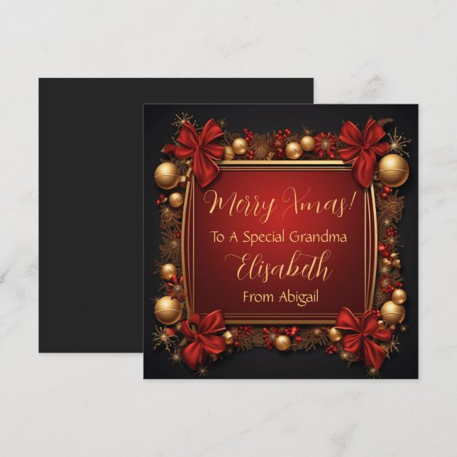 Carte de Noël personnalisée Gold Elegance (Devant / Derrière)