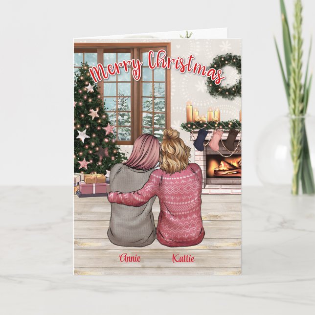 Carte de Noël personnalisée illustrée meilleure am (Devant)