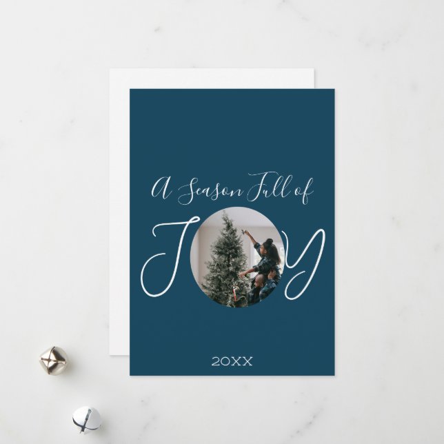 Carte de Noël personnalisée Joy Custom Holiday (Devant/Arrière en situation)