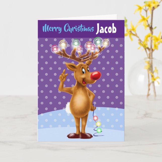 Carte de Noël personnalisée "Joyeux Noël ton nom" (Fleur jaune)