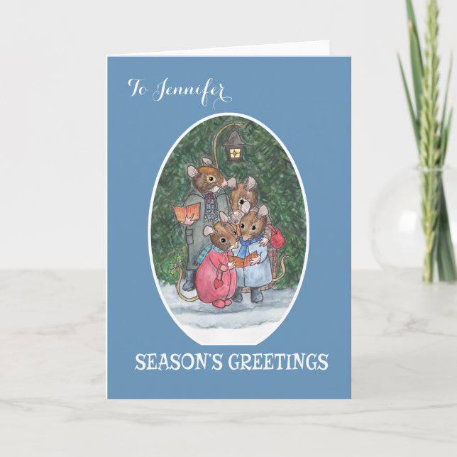 Carte de Noël personnalisée Mice Carol Singers (Devant)