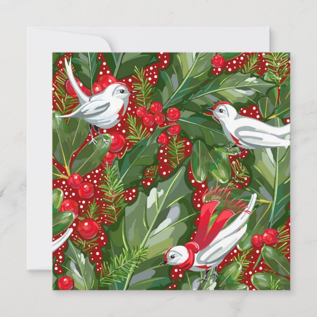Carte de Noël personnalisée Oiseaux plats (Devant)