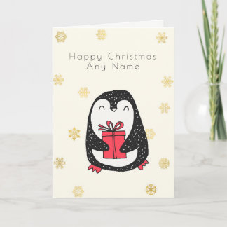 Carte de Noël personnalisée par pingouin de flocon