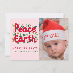 Carte de Noël PERSONNALISÉE PEACE ON EARTH