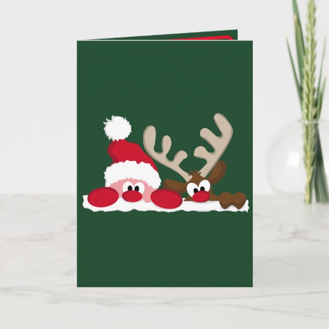 Carte de Noël personnalisée Père Noël et Reindeer (Devant)