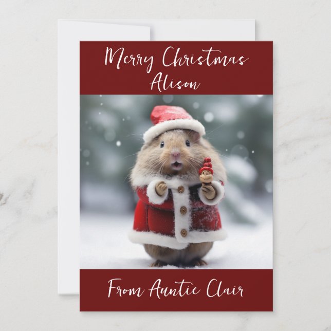 Carte de Noël personnalisée Père Noël Hamster (Devant)