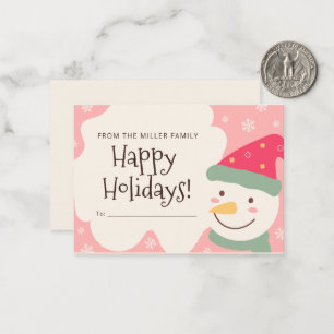 Carte de Noël personnalisée Pink Snow Man