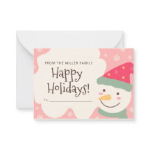 Carte de Noël personnalisée Pink Snow Man