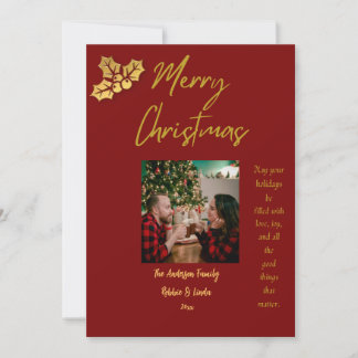 Carte de Noël personnalisée pour couple Rouge et 