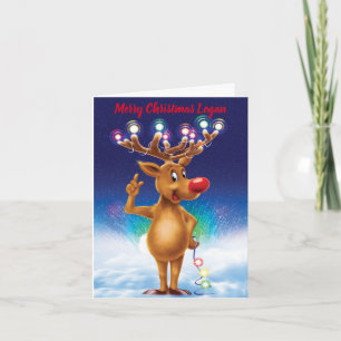 Carte de Noël personnalisée pour le Rudolph et les
