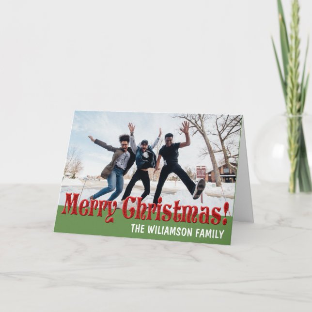 Carte de Noël personnalisée Red Green Family (Devant)