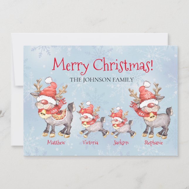 Carte de Noël personnalisée Reindeer Family (Devant)