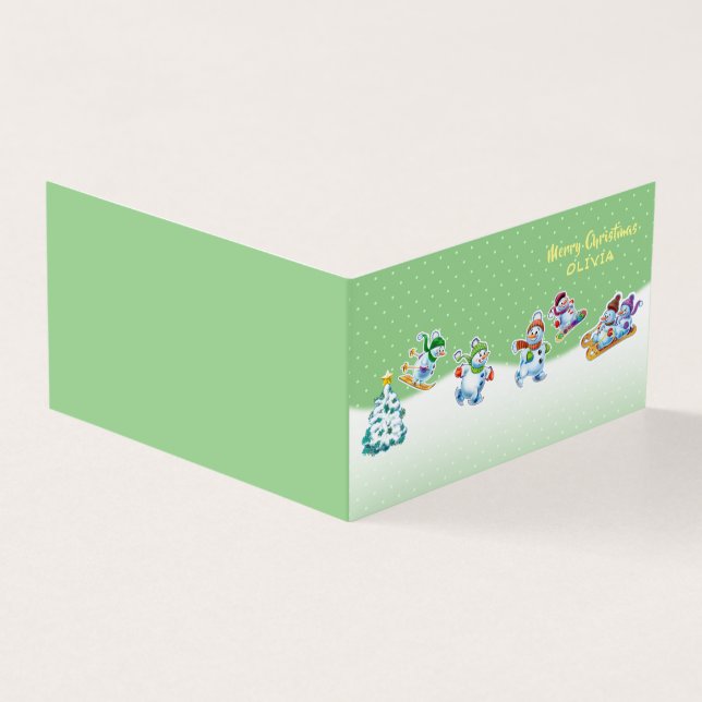 Carte de Noël personnalisée snowmen patinage (Outside)