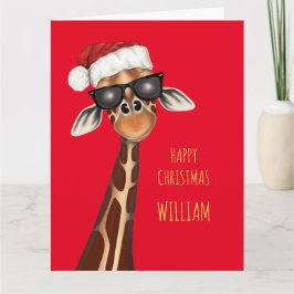 Carte de Noël personnalisée SUPER COOL GIRAFFE