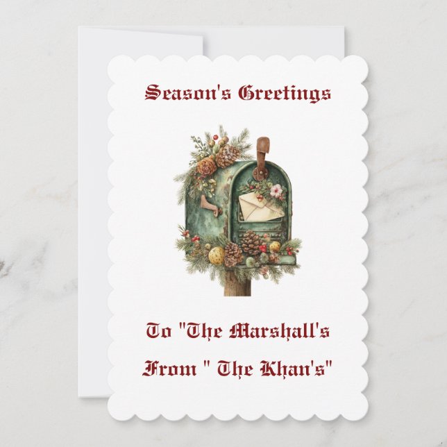 Carte de Noël personnalisée vintage (Devant)