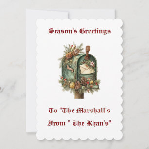 Carte de Noël personnalisée vintage à plat