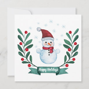 Carte de Noël personnalisée Watercolor Snowman