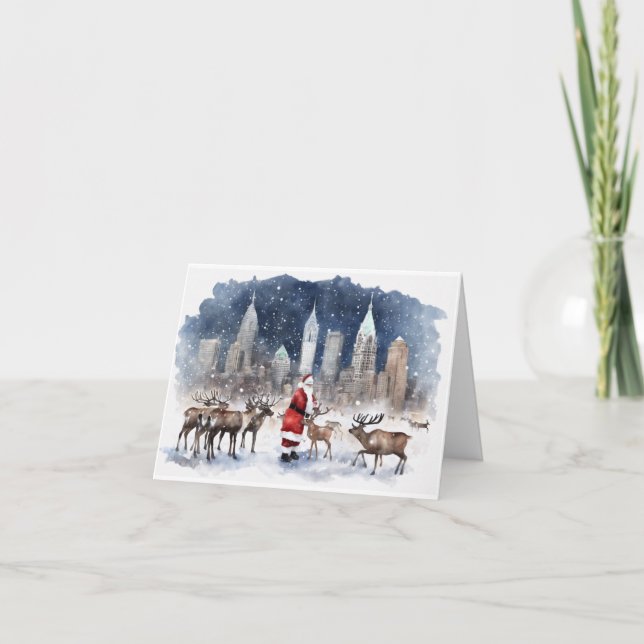 Carte de Noël Philly Skyline avec Père Noël (Devant)