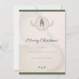 Carte de Noël photo 1 Monogramme Laurier Or Rose