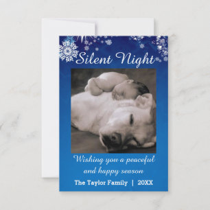 Carte de Noël photo 3x5 Nuit silencieuse bleue enn