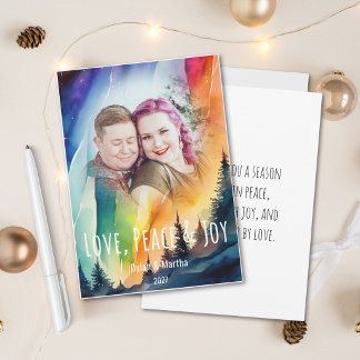 Carte de Noël photo aquarelle aurore gay