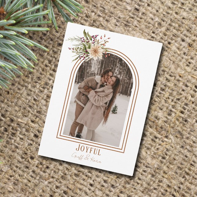 Carte de Noël photo avec arche rustique joyeuse (Joyful Rustic Arch Photo Christmas Card
)