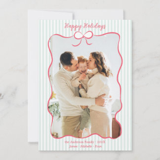 Carte de Noël photo avec bordure ruban rose