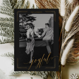 Carte de Noël photo avec écriture scintillante dor
