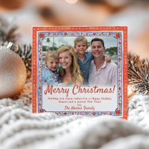 Carte de Noël photo avec impression de bloc floral